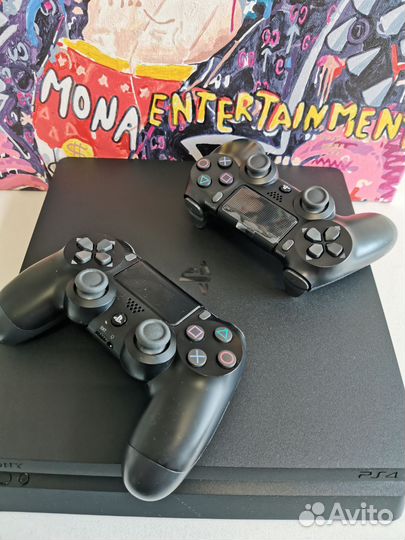 Sony PS4 Slim +50 игр +2 геймпада