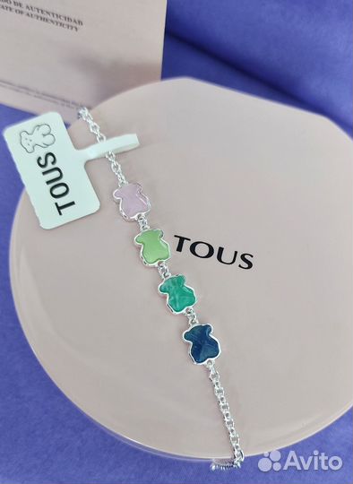 Серебряный браслет tous color амазонит тойс тоус