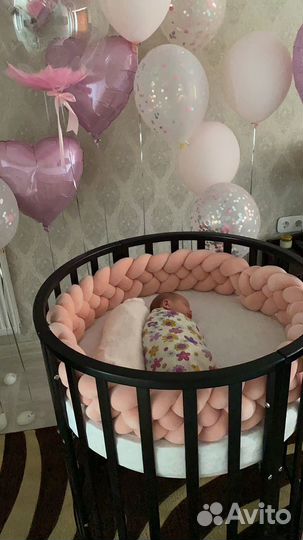 Детская кроватка трансформер круглая