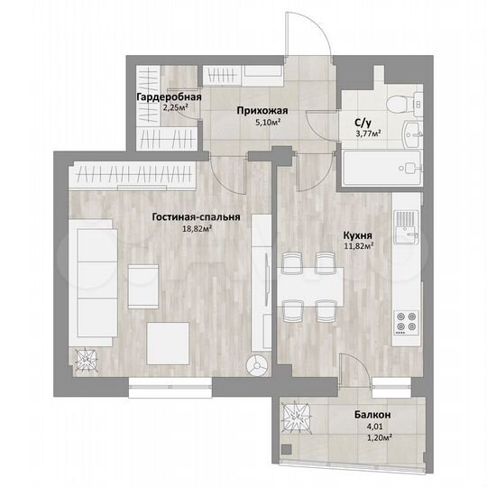 1-к. квартира, 43 м², 11/16 эт.