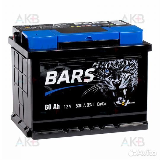 Аккумулятор автомобильный bars 6ст-60 апз п.п. 60А