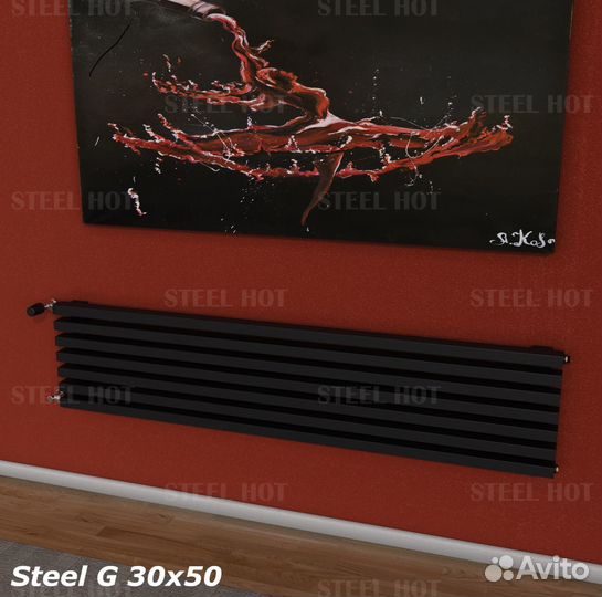 Горизонтальный дизайнерский радиатор Steel-Hot от