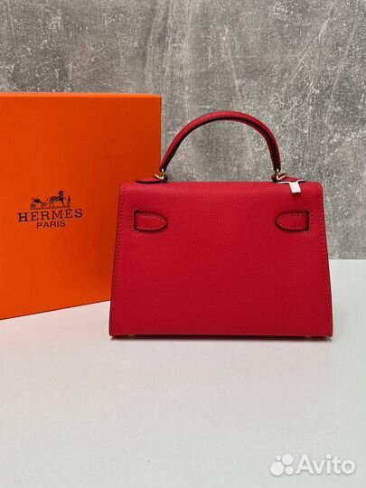 Сумка женская hermes красная люкс кожа