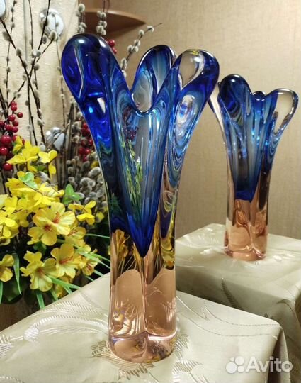 Ваза Богемское стекло чсср 70-е. Винтаж