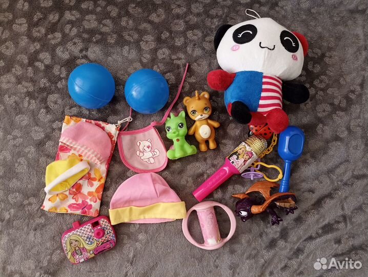 Игрушки пакетом, пупсы, горшок, мелочь