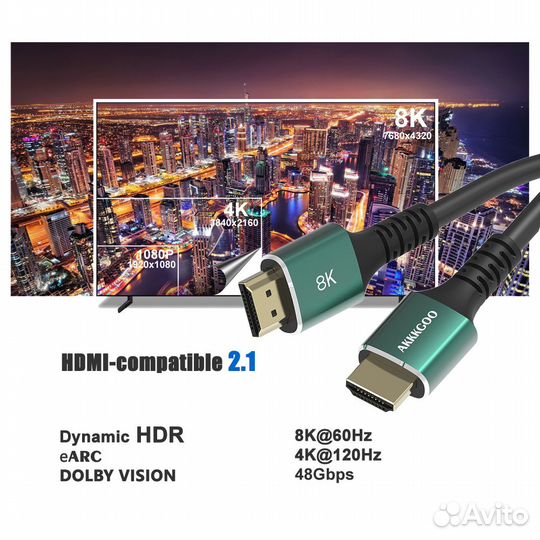 Hdmi 2.1 кабель 8K 60 Гц 4K 120 hdmi 48 Гбит/с