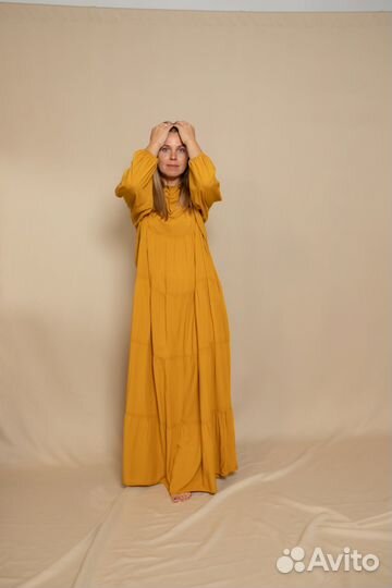 Платье макси горчичное Besh