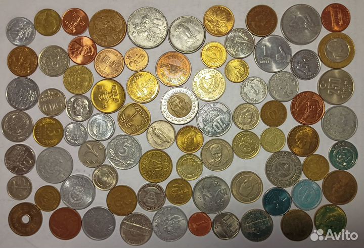 80 иностранных монет без повторов, без Европы