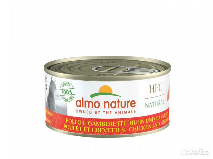 Almo Nature консервы для кошек, с курицей и кревет