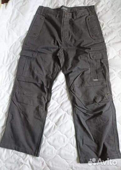 Брюки карго широкие темно серые, трубы W36/XL