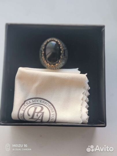 Серебряное кольцо мужское с камнем