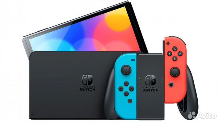 Nintendo Switch oled-модель (цвет неоновый синий/н