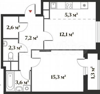 2-к. квартира, 48,5 м², 4/6 эт.