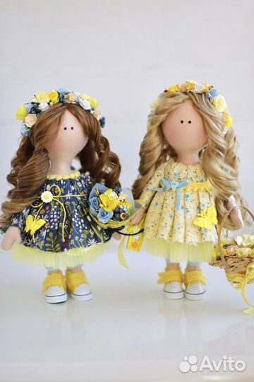 Кукла ручной работы, тильда интерьерная с цветами