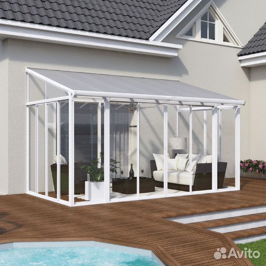 Остекленная веранда к дому из алюминиевого профиля