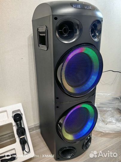 Блютуз колонка с функцией караоке в 2 микрофона