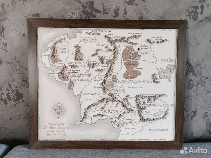 Карта Средиземья, вышивка
