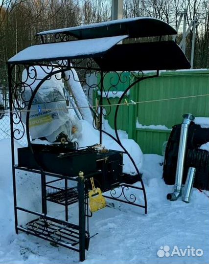 Кованый мангал с печью