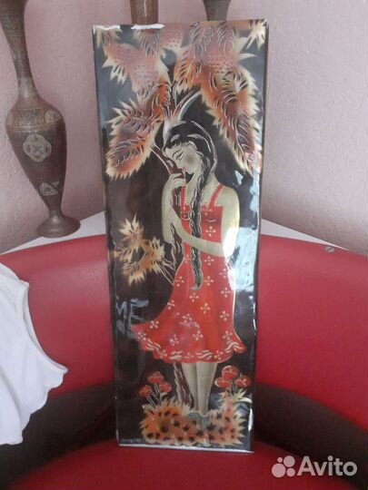 Чеканка панно СССР девушка