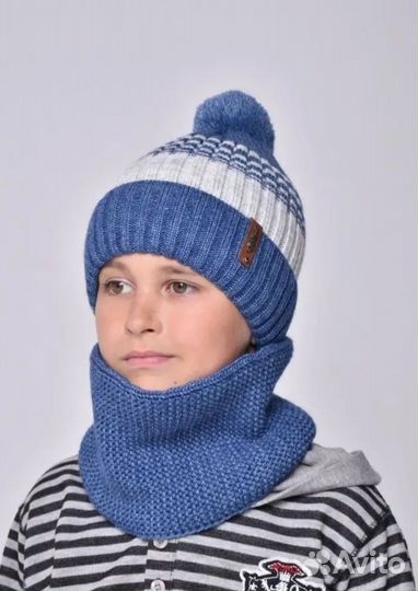 Зимняя шапка+ снуд для мальчика