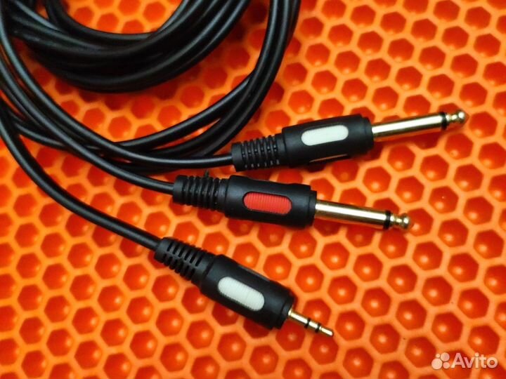 Аудио кабель 3.5 Jack папа - 2x6.3 Jack папа
