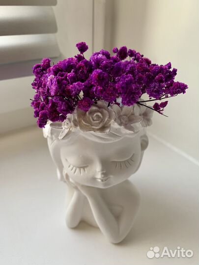 Ваза из гипса для цветов и сухоцветов