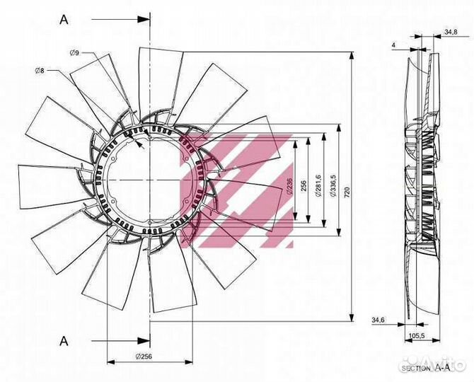Крыльчатка вентилятора DAF