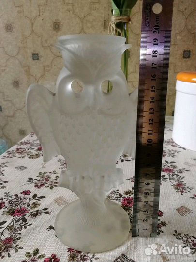 Подсвечник Сова, стекло матовое