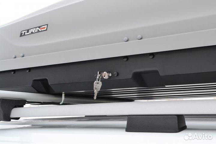 Автобокс на крышу Турино серый двух сторонний