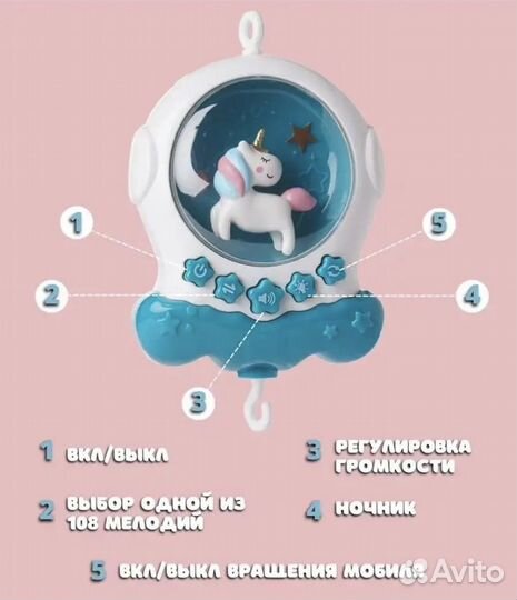 Детский музыкальный мобиль с ночником