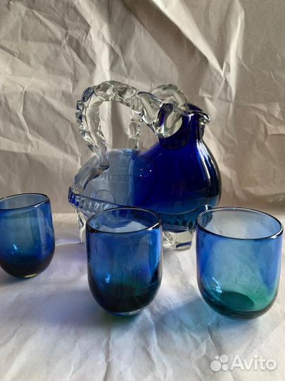Кувшин-Бык и стаканы винтаж