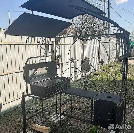 Мангал с печью под казан