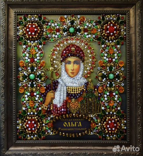 Иконы вышитые хрустальными камнями именные