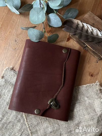 Блокнот на кольцах натуральная кожа