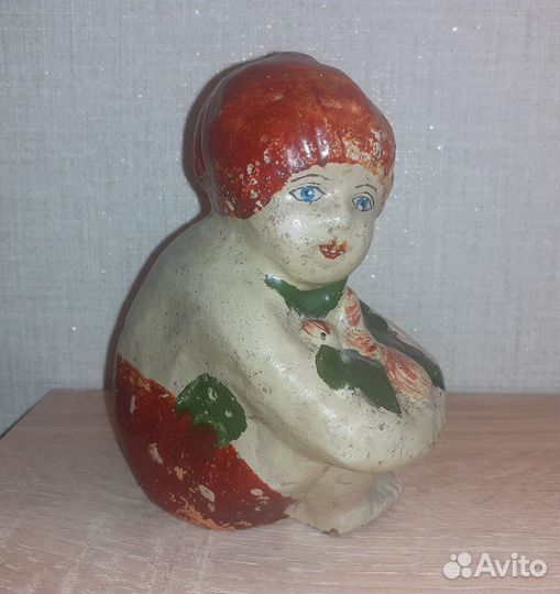 Копилка Девочка с яблоками 19 век винтаж
