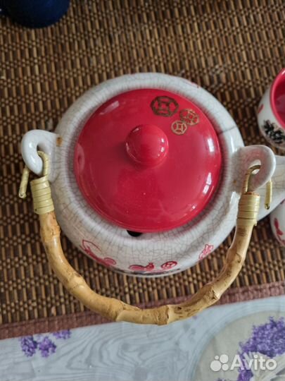 Керамический чайник и 3 пиалы