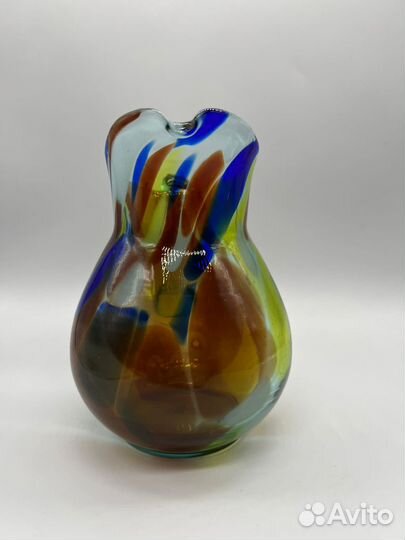 Кувшин-молочник цветное гутное стекло, СССР