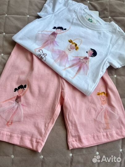 Футболка и шорты для девочки 86, 98 см