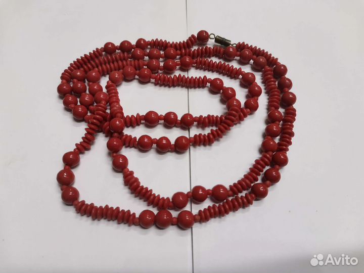 Бусы винтажные красные Бижутерия СССР (Ч)