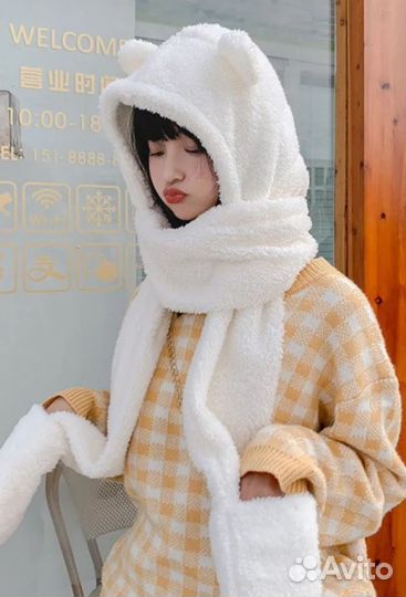 Шапка зимняя для девочки с ушами и фарфом