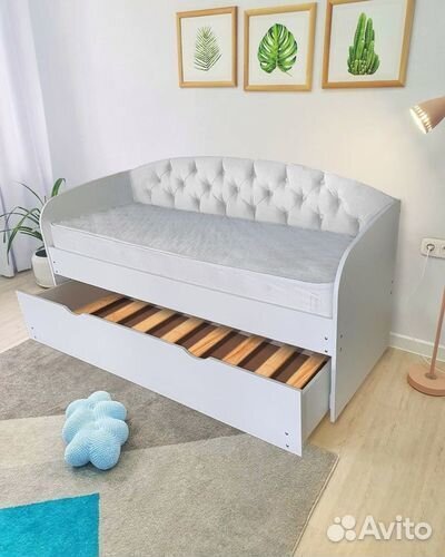 Кровать велюр лдсп 2е спальное детская