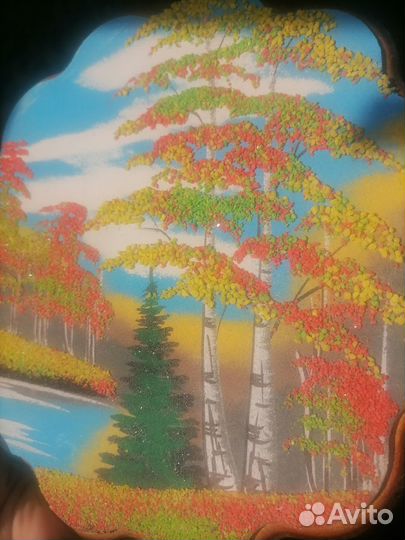 Картина/Панно на срезе дерева из каменной крошки