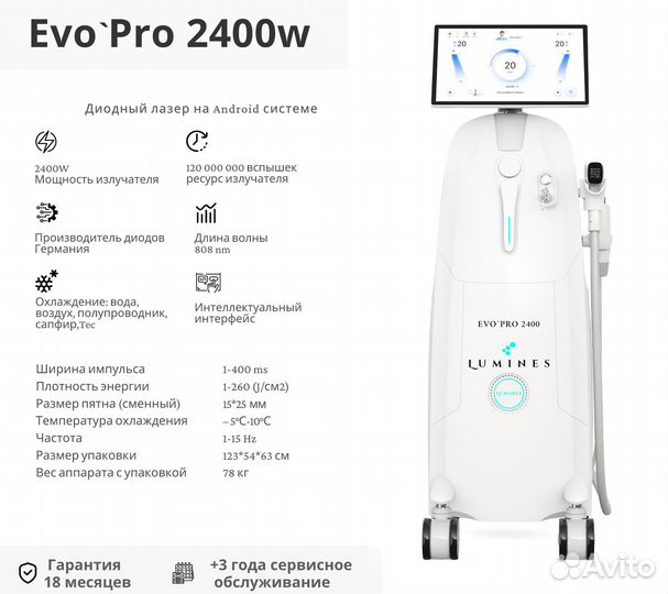 Аппарат для эпиляции Лю'Минес Эво’Про 2400 Вт