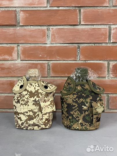 Фляжка армейская тактическая с котелком в чехле