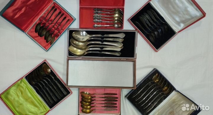 Наборы мельхиоровых ложек по 6 штук