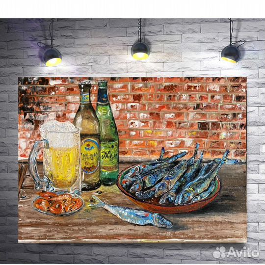 Картина маслом «Натюрморт с пивом»