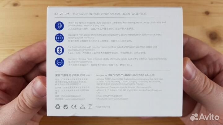 Беспроводные гибридные TWS-наушники KZ Z1 Pro