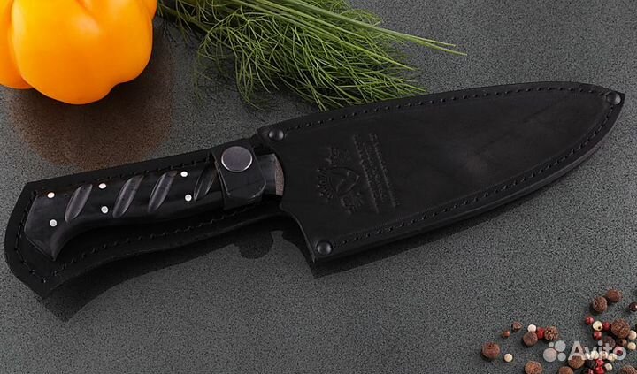 Нож Шеф №5 сталь Х12мф, рукоять акрил черный