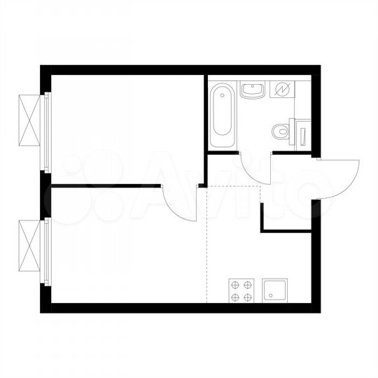 2-к. квартира, 32,6 м², 6/9 эт.