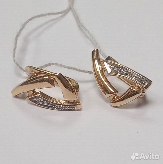 Золотые серьги с фианитами